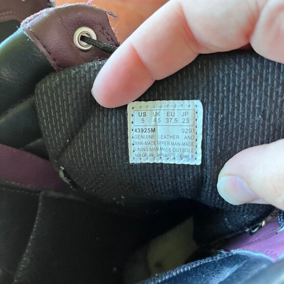 Timberland Girls Tall Purple and Black Leather Lace Up Boots- Size 5 - Picture 8 of 11